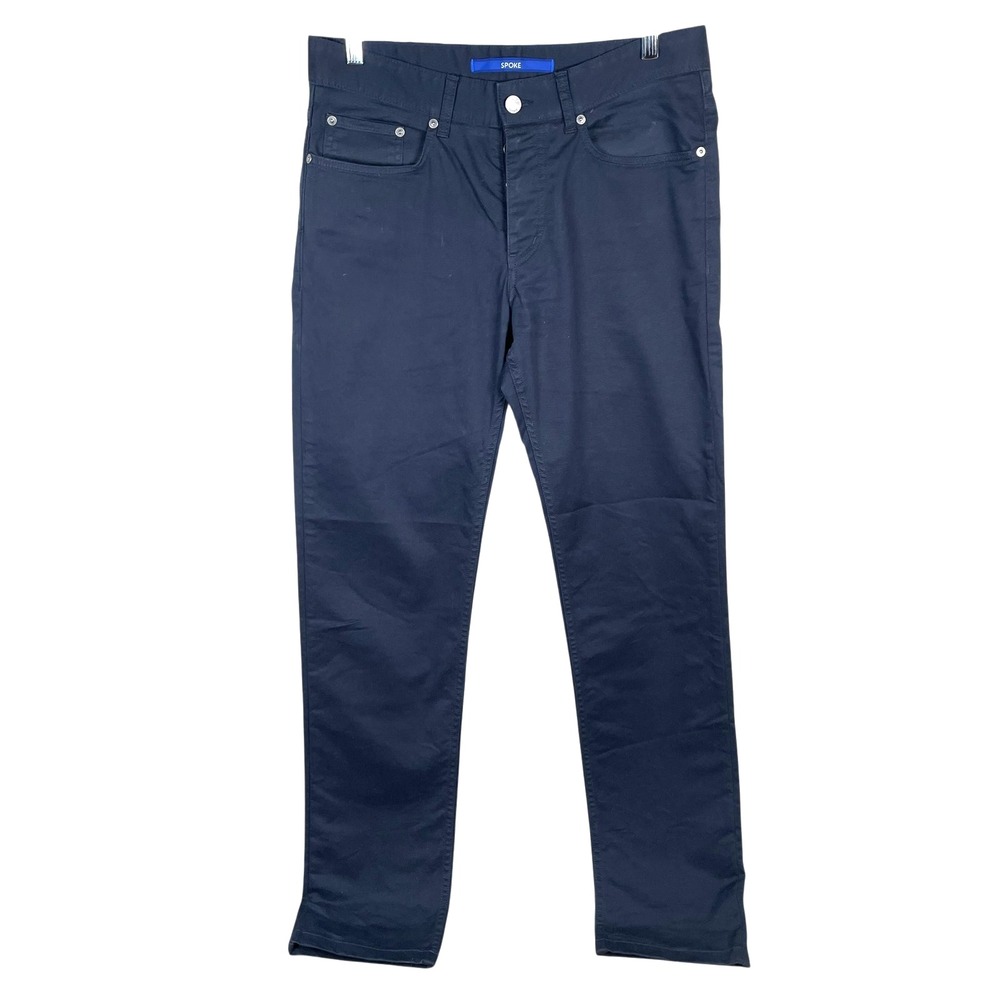 Spoke London Build A Jeans Button Fly Slim Straight Mens 31x32 Navy Blue Stretch